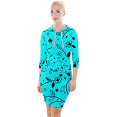 Pattern Flowers Flower Texture Quarter Sleeve Hood Bodycon Dress by Wegoenart