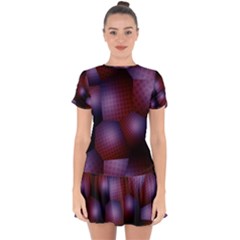 Fractal Rendering Drop Hem Mini Chiffon Dress by Wegoenart