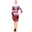 Portrait Woman Red Face Pretty Quarter Sleeve Hood Bodycon Dress View2