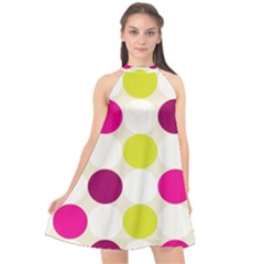 Polka Dots Spots Pattern Seamless Halter Neckline Chiffon Dress  by Pakrebo