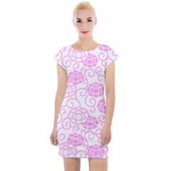 Peony Asia Spring Flowers Natural Cap Sleeve Bodycon Dress by Pakrebo