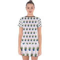 Apu Apustaja With Banana Phone Wall Eyed Pepe The Frog Pattern Kekistan Drop Hem Mini Chiffon Dress by snek