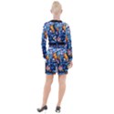 Graffiti Urban colorful graffiti cartoon fish Button Long Sleeve Dress View2