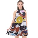 Graffiti Urban colorful graffiti city wall hip hop music singers Halter Neckline Chiffon Dress  View1