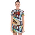 Blue Face King graffiti street art urban blue and orange face abstract hiphop Drop Hem Mini Chiffon Dress View1