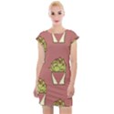 Cactus Pattern Background Texture Cap Sleeve Bodycon Dress View1