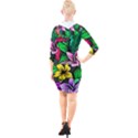 Hibiscus Flower Plant Tropical Quarter Sleeve Hood Bodycon Dress View2