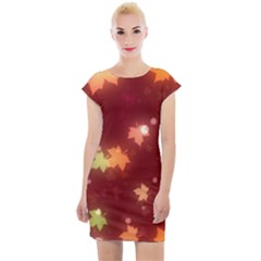 Leaf Leaves Bokeh Background Cap Sleeve Bodycon Dress by Mariart