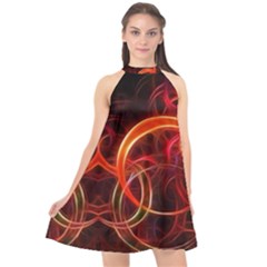 Background Fractal Abstract Halter Neckline Chiffon Dress  by Pakrebo