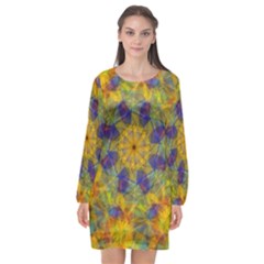 Farbenpracht Kaleidoscope Long Sleeve Chiffon Shift Dress  by Pakrebo