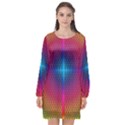 Background Pattern Structure Long Sleeve Chiffon Shift Dress  View1