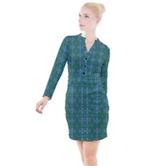 Farbenpracht Kaleidoscope Patterns Button Long Sleeve Dress by Pakrebo