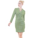 Green Gingham Button Long Sleeve Dress View1