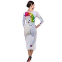 Rainbow Unicorn Unicorn Heart Quarter Sleeve Midi Velour Bodycon Dress View2