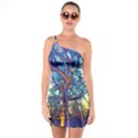 Tree Colorful Nature Landscape One Soulder Bodycon Dress View1