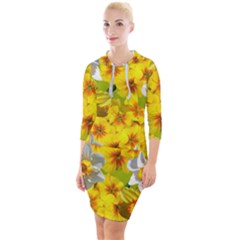 Daffodil Surprise Quarter Sleeve Hood Bodycon Dress by retrotoomoderndesigns