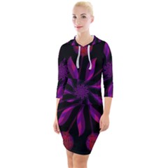 Background Purple Black Red Quarter Sleeve Hood Bodycon Dress by Pakrebo