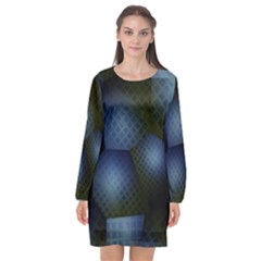 Fractal Rendering Background Green Long Sleeve Chiffon Shift Dress  by Pakrebo