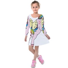 Unicorn Arociris Raimbow Magic Kids  Long Sleeve Velvet Dress by Sudhe