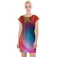 Background Color Colorful Rings Cap Sleeve Bodycon Dress by Sudhe