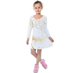 Golden Rose Stakes Kids  Long Sleeve Velvet Dress by Sudhe