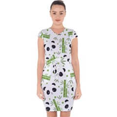 Giant Panda Bear Bamboo Icon Green Bamboo Capsleeve Drawstring Dress  by Sudhe