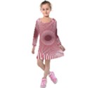 Fractals Abstract Pattern Flower Kids  Long Sleeve Velvet Dress View1