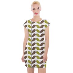 Leaf Plant Pattern Seamless Cap Sleeve Bodycon Dress by Pakrebo