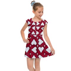 Graphic Heart Pattern Red White Kids  Cap Sleeve Dress by Pakrebo