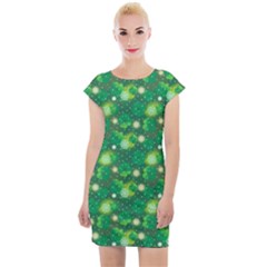 Leaf Clover Star Glitter Seamless Cap Sleeve Bodycon Dress by Pakrebo