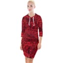 Rose Roses Flowers Red Valentine Quarter Sleeve Hood Bodycon Dress View1