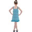 Easter Damask Pattern Deep Teal Blue and White Kids  Overall Dress View2