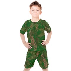 Fern Dark Green Kids  Tee And Shorts Set by snowwhitegirl