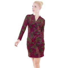 Fern Red Button Long Sleeve Dress by snowwhitegirl