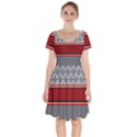 Background Damask Red Black Short Sleeve Bardot Dress View1