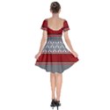 Background Damask Red Black Short Sleeve Bardot Dress View2