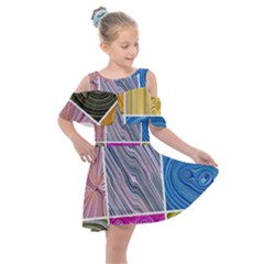 Electric Field Art Collage Ii Kids  Shoulder Cutout Chiffon Dress by okhismakingart