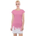 Ice Cream Pink melting background Bubble Gum Cap Sleeve Bodycon Dress View1