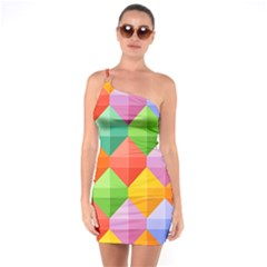 Background Colorful Geometric Triangle Rainbow One Soulder Bodycon Dress by HermanTelo