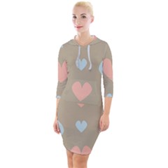 Hearts Heart Love Romantic Brown Quarter Sleeve Hood Bodycon Dress by HermanTelo