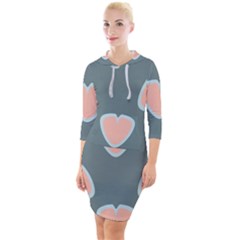 Hearts Love Blue Pink Green Quarter Sleeve Hood Bodycon Dress by HermanTelo