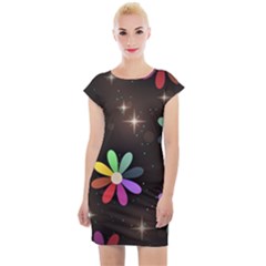 Illustrations Background Floral Flowers Cap Sleeve Bodycon Dress by Pakrebo