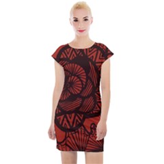 Background Abstract Red Black Cap Sleeve Bodycon Dress by Pakrebo