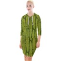 Fern Texture Nature Leaves Quarter Sleeve Hood Bodycon Dress View1