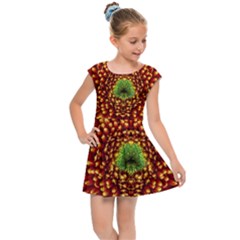 Flower Dahlia Red Petals Color Kids  Cap Sleeve Dress by Nexatart