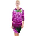 Rose Pink Purple Flower Bouquet Quarter Sleeve Hood Bodycon Dress View1