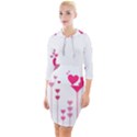 Heart Rosa Love Valentine Pink Quarter Sleeve Hood Bodycon Dress View1