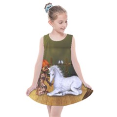 Cute Fairy With Unicorn Foal Kids  Summer Dress by FantasyWorld7