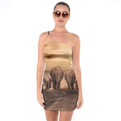 Elephant Dust Road Africa Savannah One Soulder Bodycon Dress by HermanTelo