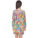 Floral Flowers Abstract Art Long Sleeve Chiffon Shift Dress  View2